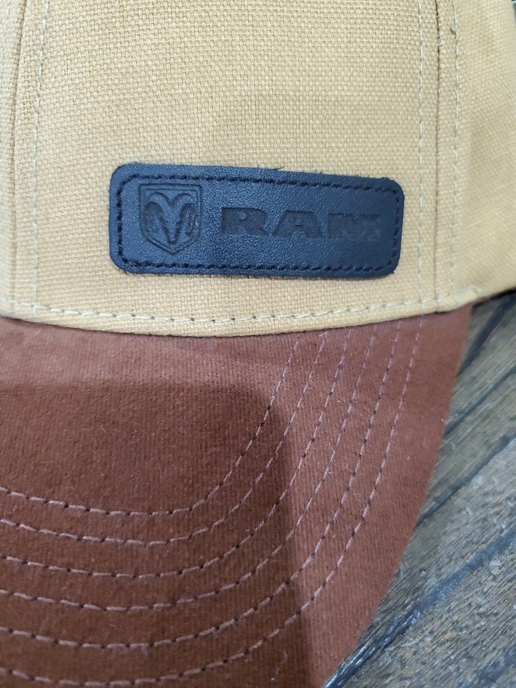 Dodge Ram Leather Patch, Canvas Cap, One Size Fits All, Brown