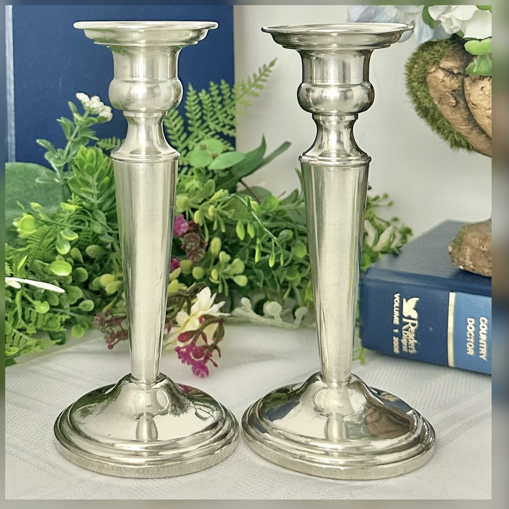 Sterling Candle Holders Vintage Silver Weighted Console Candlesticks Pair