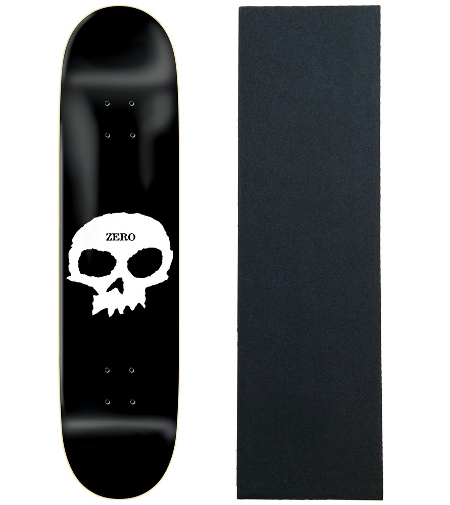 ZERO Skateboard Deck SINGLE SKULL 8.0 with JESSUP GRIPTAPE