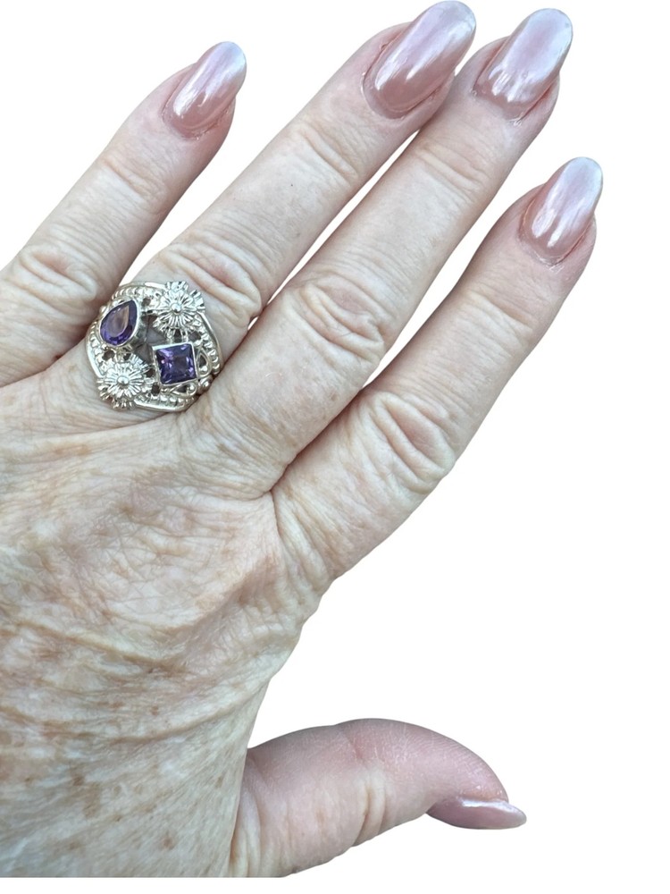 Amethyst Solid 925 Sterling Silver Ring 7.5