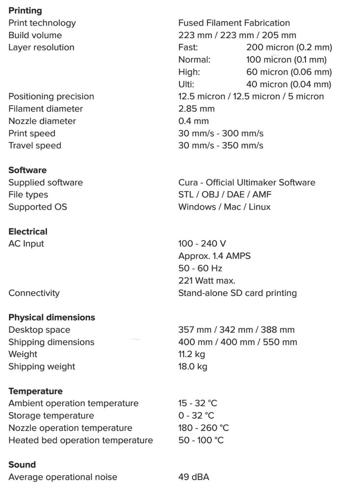 Ultimaker 2 3D Printer Complete Tested Working with Manual
