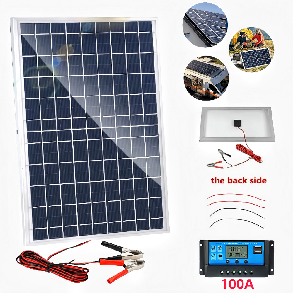 4x10W Solar Panel 12V Solar Battery Trickle Charger 100A W/Controller Maintainer