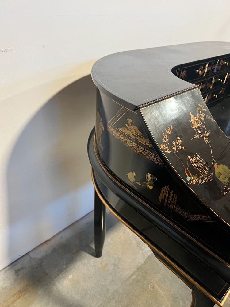 Black Lacquer Asian Writing Desk