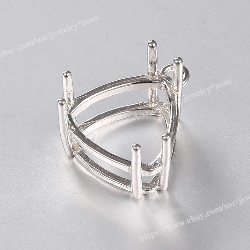 Sterling Silver Pre-Notched Earring/Pendant Setting 4mm-16mm Trillion Setting