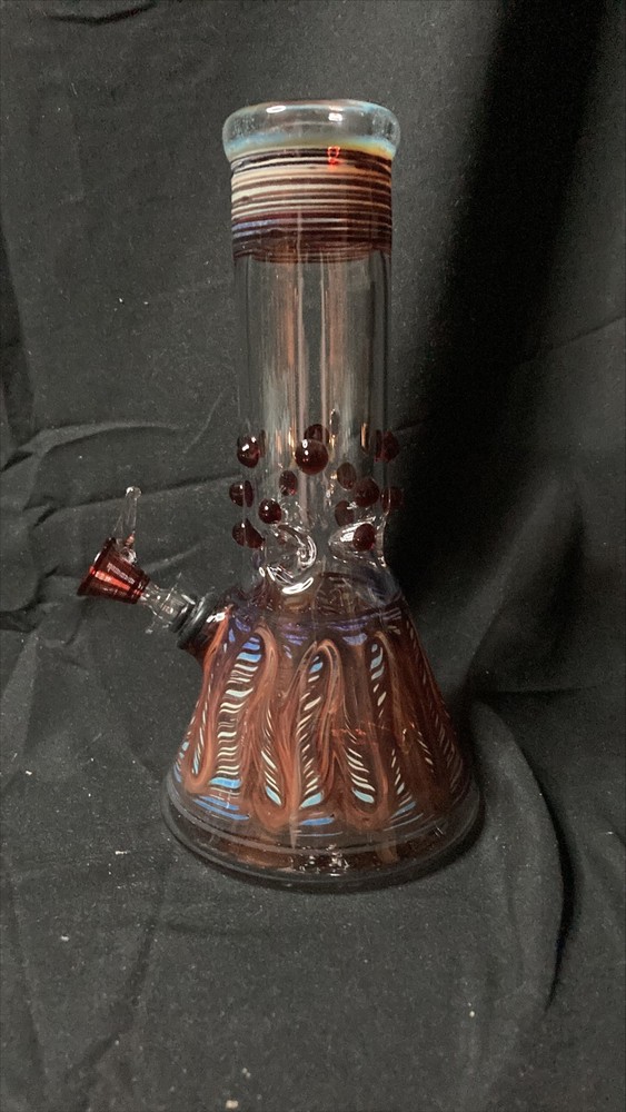 Wrap & Rake Marbles Beaker Water Pipe | Red | 8"