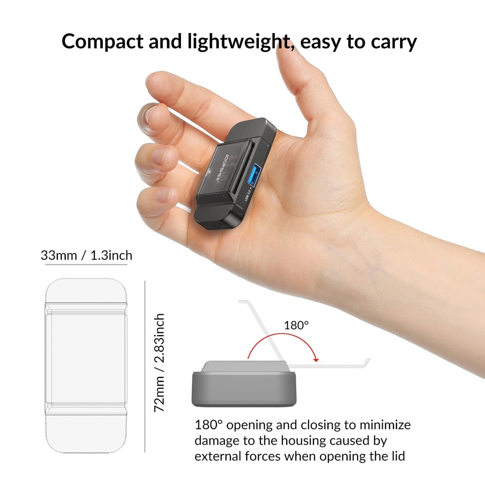 6-in-1 SD/TF Card Reader Adapter with SD Storage USB A & Type USB, black