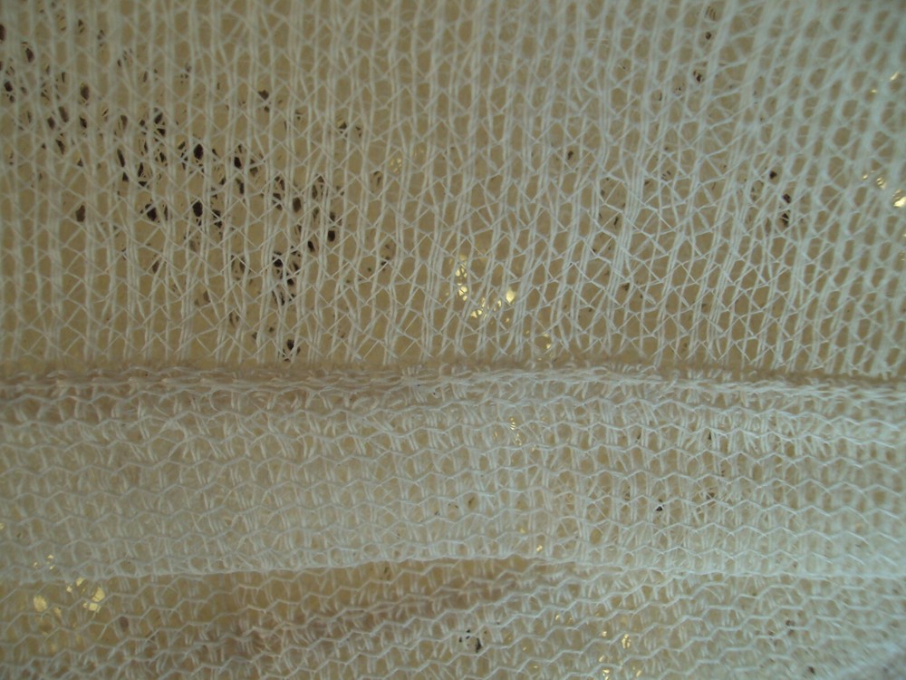 Table Runner Woven Netting Ivory 42" x 144" Polyester Hemmed Length Machine Edge