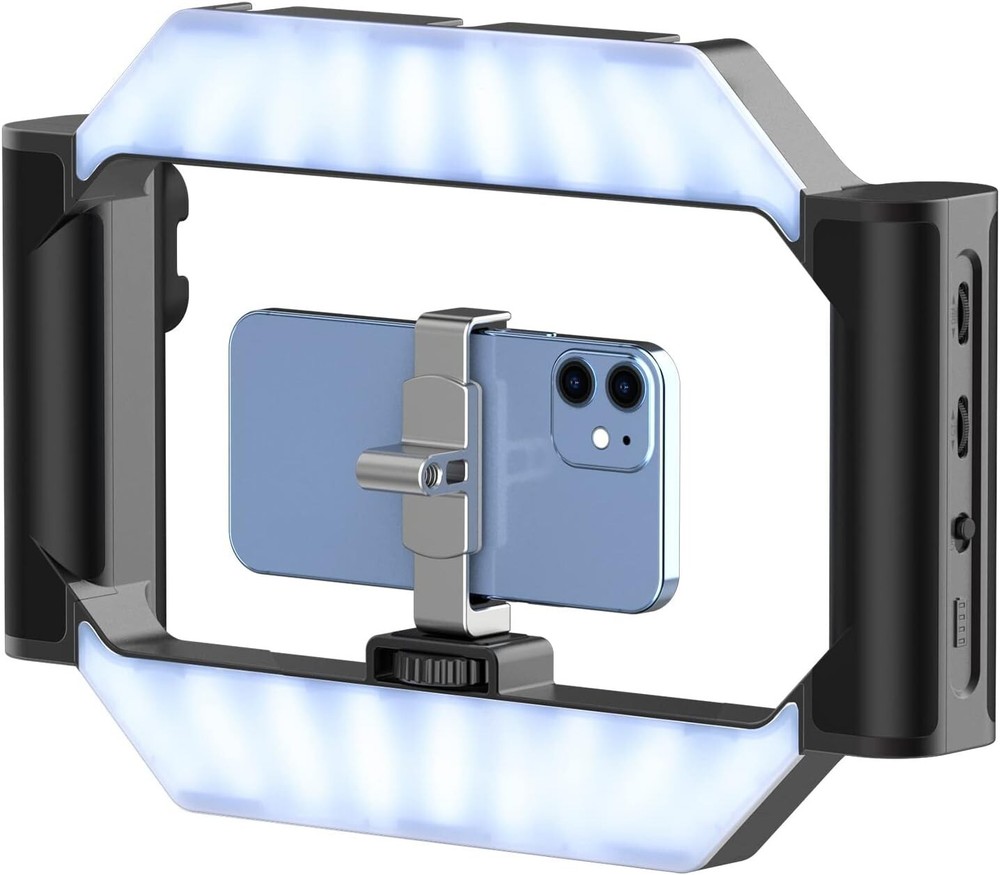 Smartphone Video Rig with Light, Cell Phone Handheld Stabilizer with Ring Lig...