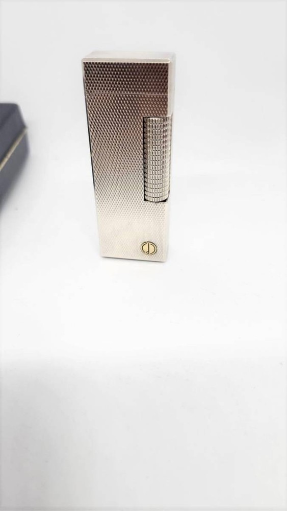 Dunhill Gas Lighter Burley Pattern D Mark Silver Used