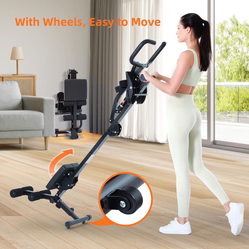 Foldable Rowing Machine for Home, Hydraulic Rowing Machine with 12-Level Resi...