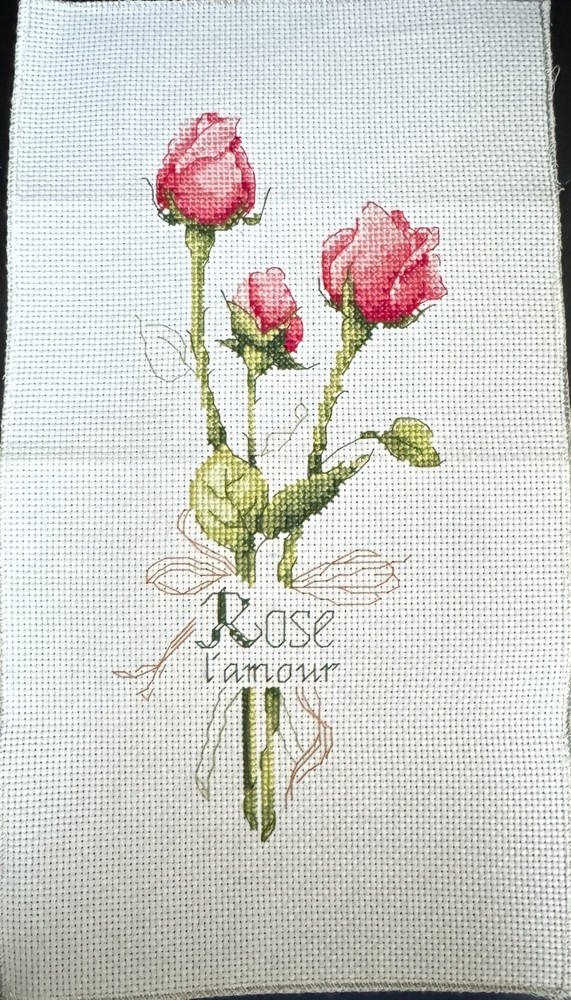 Finished Handmade Completed Cross Stitch "Pretty Roses"