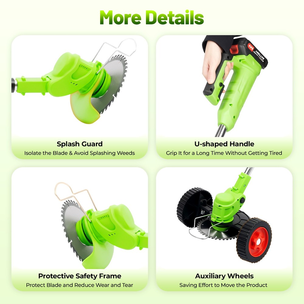 Electric Cordless Grass String Trimmer Lawn Edger WeedWacker Cutter & 2 Battery