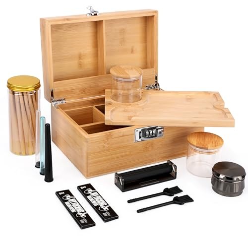 Large Bamboo Storage Box with Removable Tray Kit - Bamboo Color SecureLock