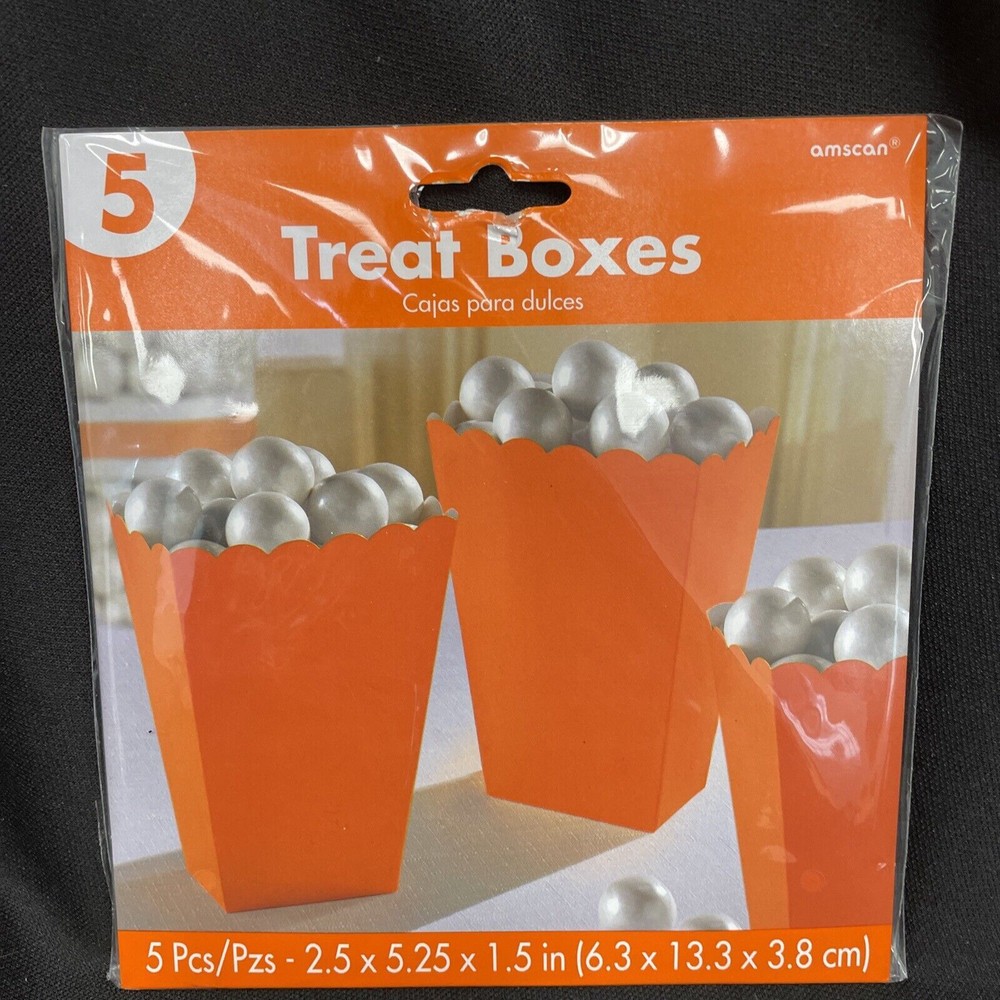 Treat/Popcorn Box - Orange 5/pkg 2.5”x5.25”x1.5”