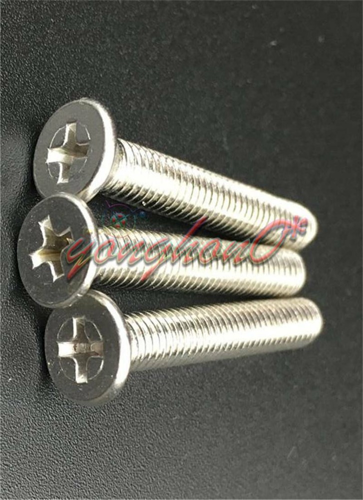25-100PCs Metric silver M3 Flat Countersunk Head Cross Screw Cap Bolt