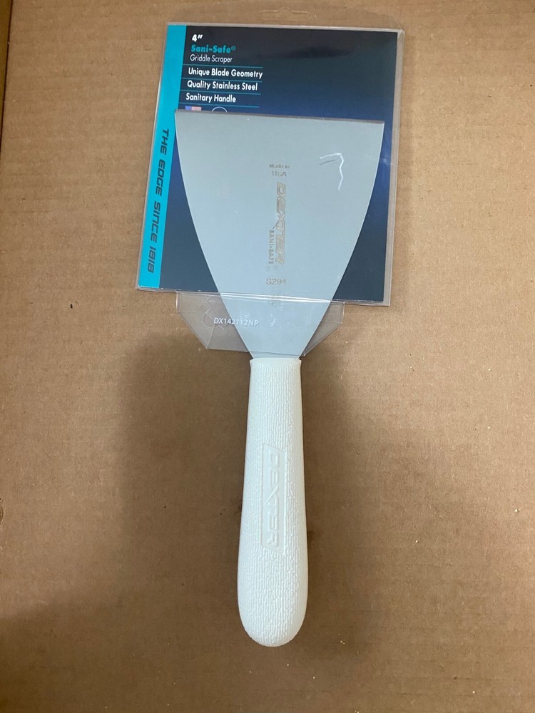 4" GRIDDLE SCRAPER WHITE HANDLE, SANI-SAFE NEW