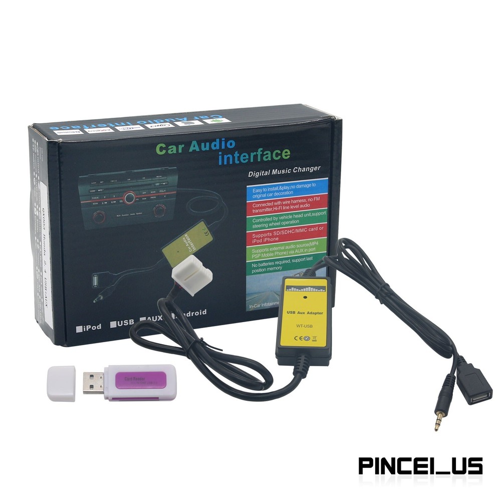 NEW AUX Input MP3 CD Interface Adapter Changer USB Cable + Reader pe66