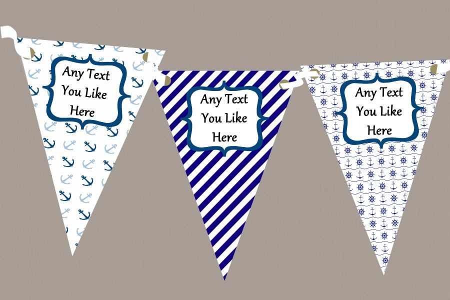 Blue & White Boat Nautical Sailing Beach Seaside Themed Personalised Bunting
