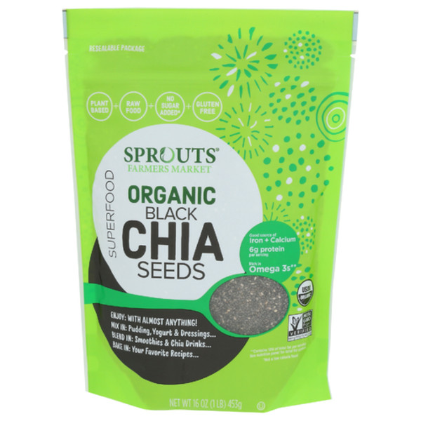2 Pack - Sprouts Organic Black Chia Seeds 16 oz