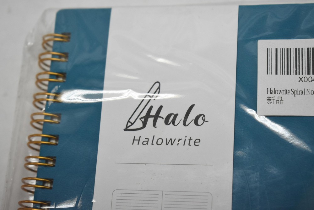 Halowrite Spiral Lined Notebook 160 Pages Teal Flat-Lay Pen Loop Inner Pocket