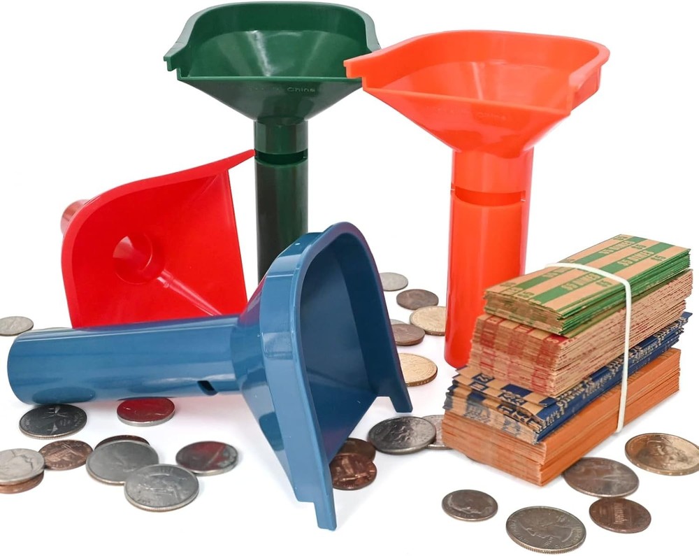 150 Assorted Color-Coded Coin Wrappers & 4 Durable Sorting Tubes Set