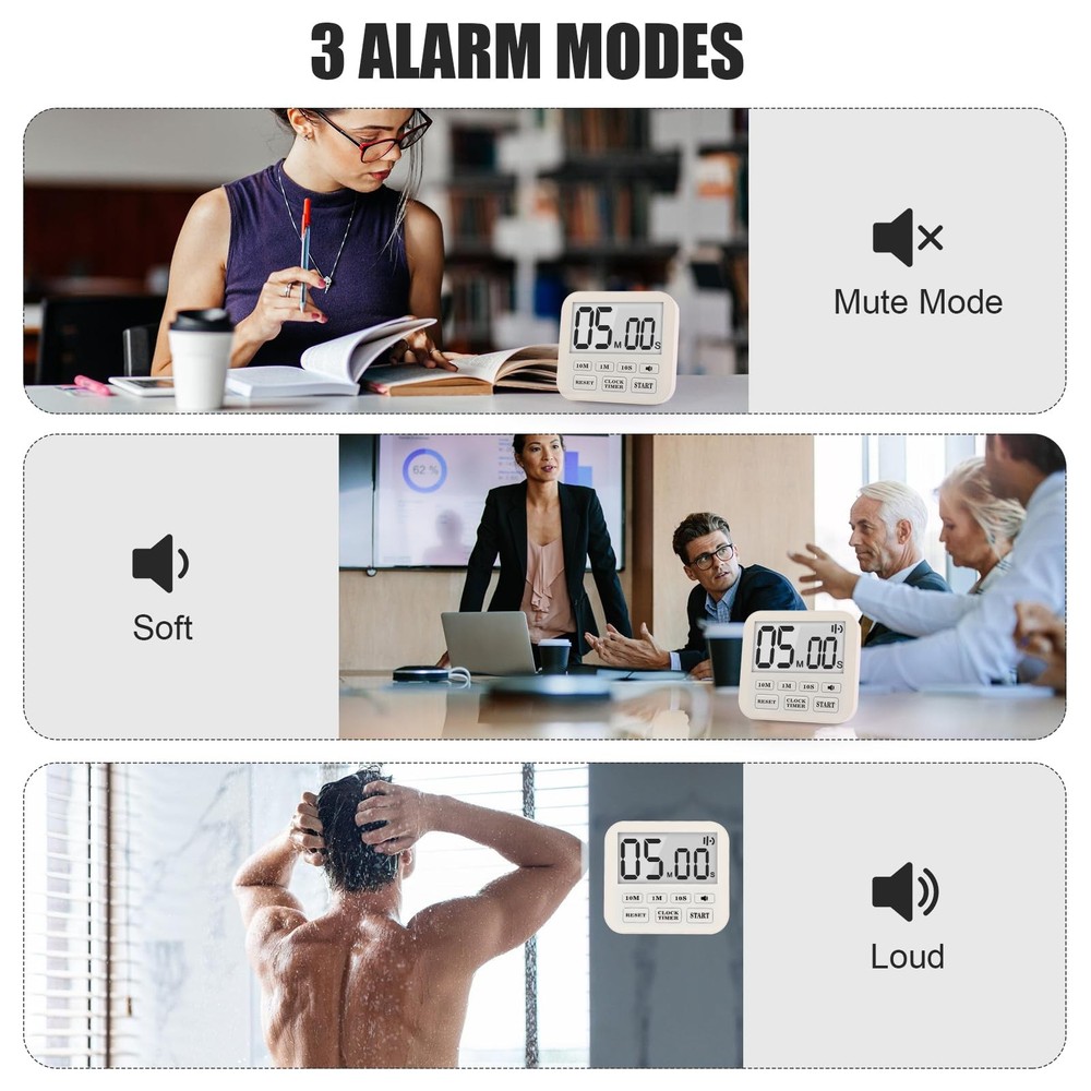 Digital Waterproof Shower Timer Bathroom Kitchen Timer with Strong Magnet and