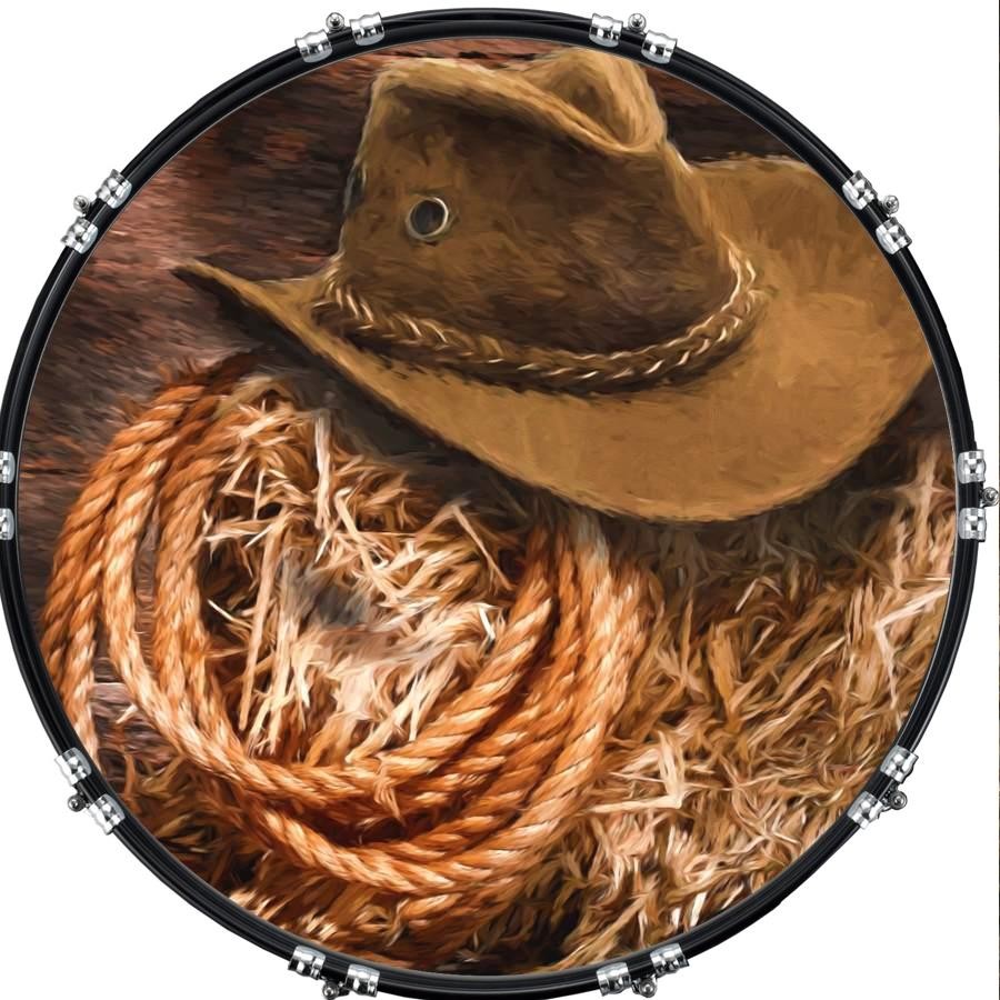 Custom 22" Kick Bass Drum Head Graphical Image Front Skin Hat and Rope