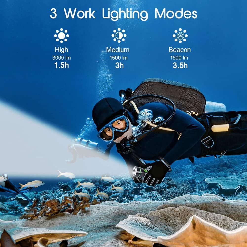 APLOS AP30 3000lm Diving Flashlight with 3 Modes