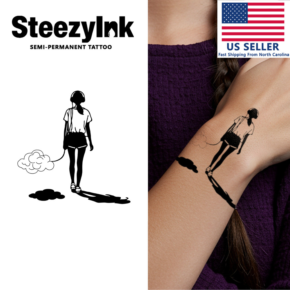 SteezyInk temporary tattoo Walking Cloud last upto 2 weeks 2 x 4 inch