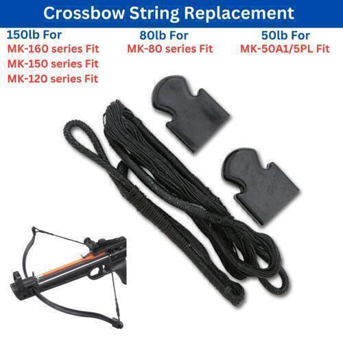 PREMIUM STRING REPLACEMENT+2 END CAPS FOR ARCHERY CROSSBOW 50lb, 80lb & 150lb
