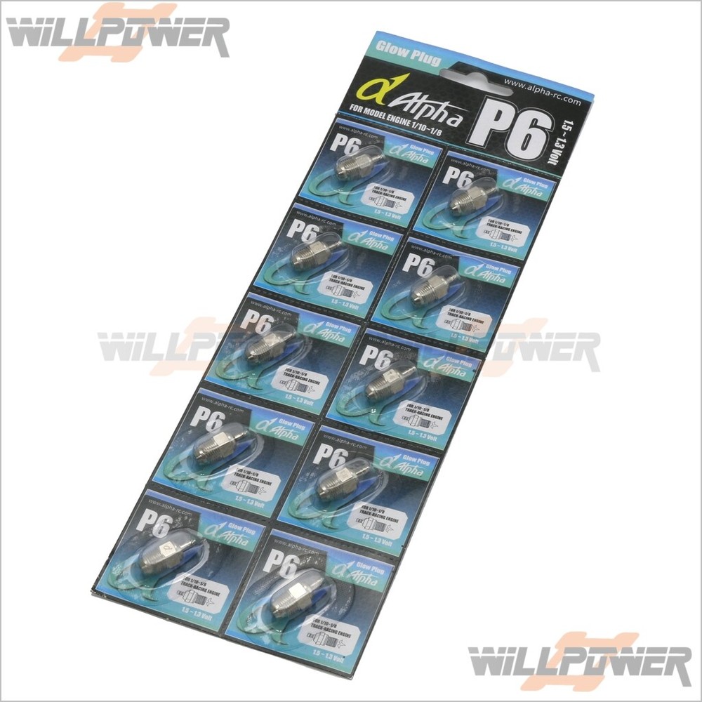 Alpha Turbo Glow Plug P6 Cold 10pcs (RC-WillPower)