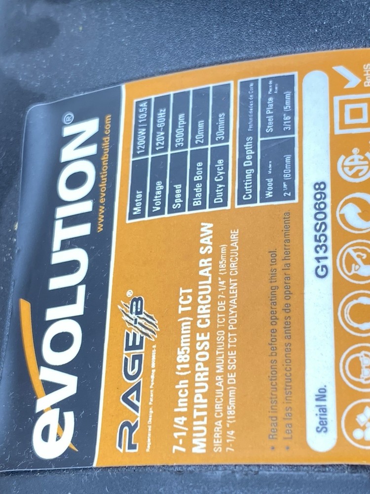 Evolution RAGE B 7-1/4" Multi-Material Circular Saw