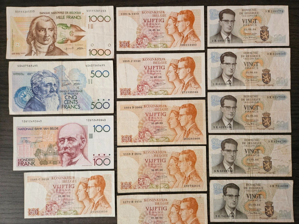 Lot Belgium 2000 francs banknotes