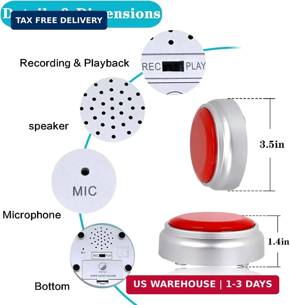 Recordable Button,Record Talking Button,Easy Button 30S Voice Recordable Button