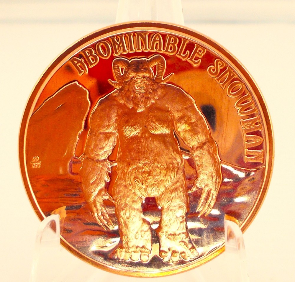1 oz pure .999 Fine COPPER "ABOMINAL SNOWMAN - CRYPTIC CREATURES" 5cp