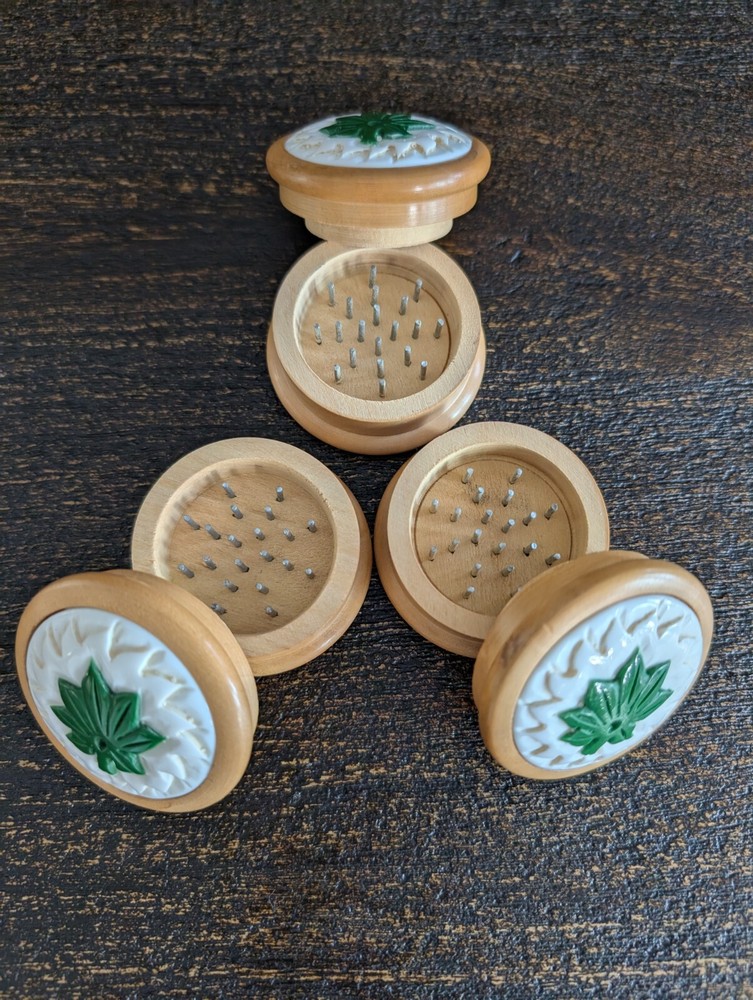 Three Handmade Wooden Grinders