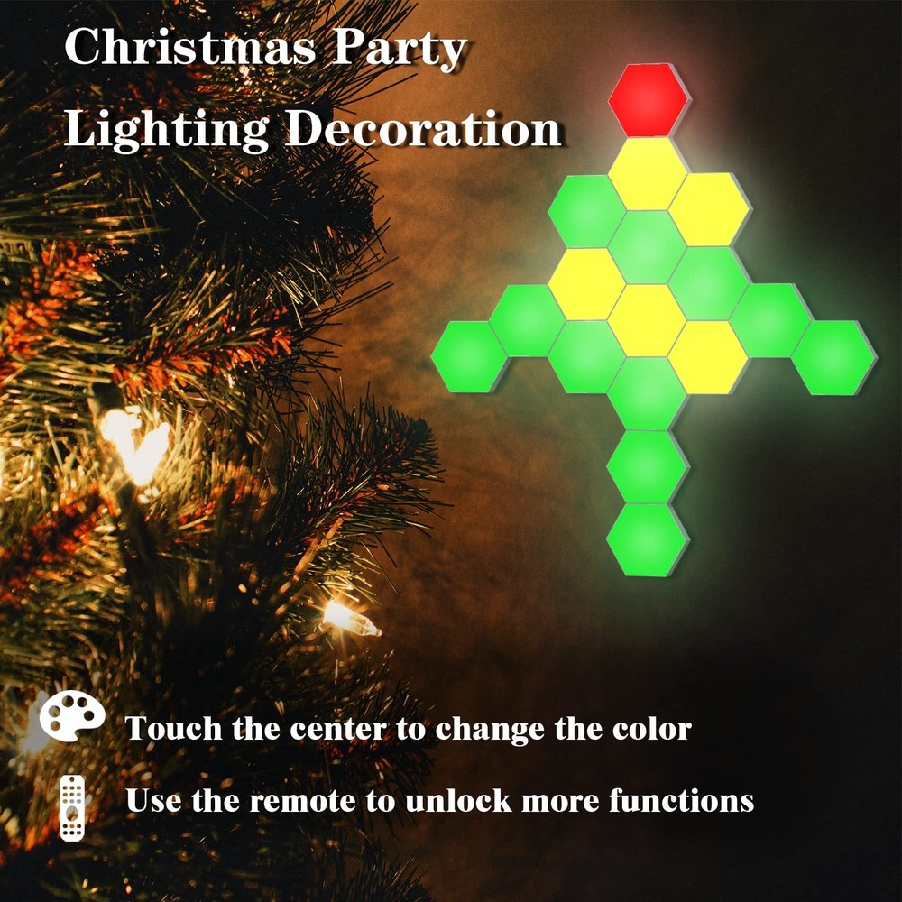 YXQUA Hexagonal Wall Light Modular Touch Sensitive Lights Creative Geometry A...