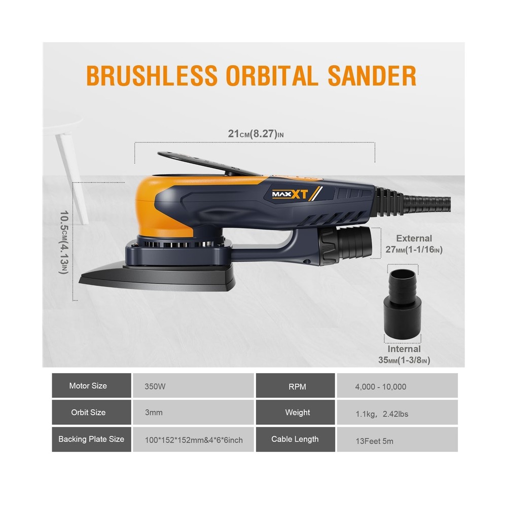 MAXXT Mouse Sander, 350W Sander Tool with Advanced Dust Collection System, Lo...
