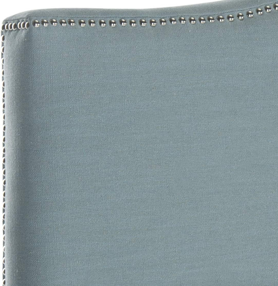 Sky Blue Camelback Headboard with Silver Nailhead - Full Size