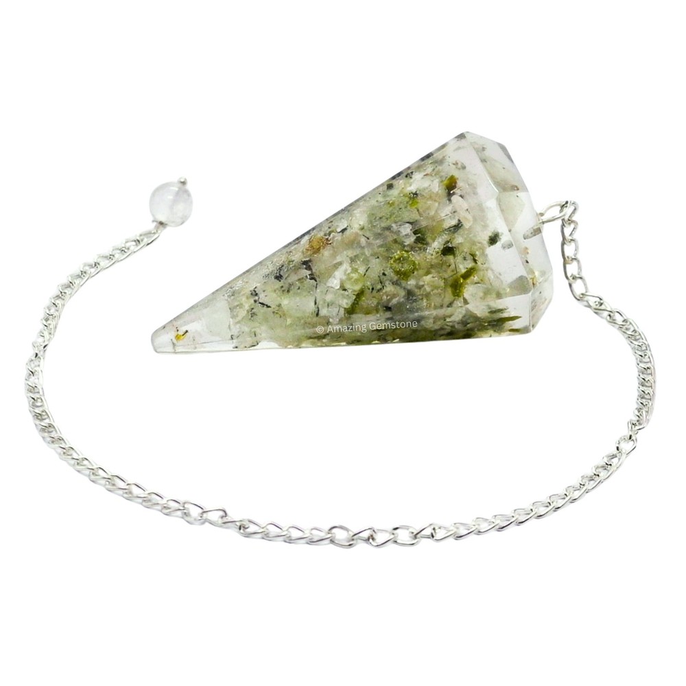 Prehnite Orgone Crystal Pendulums