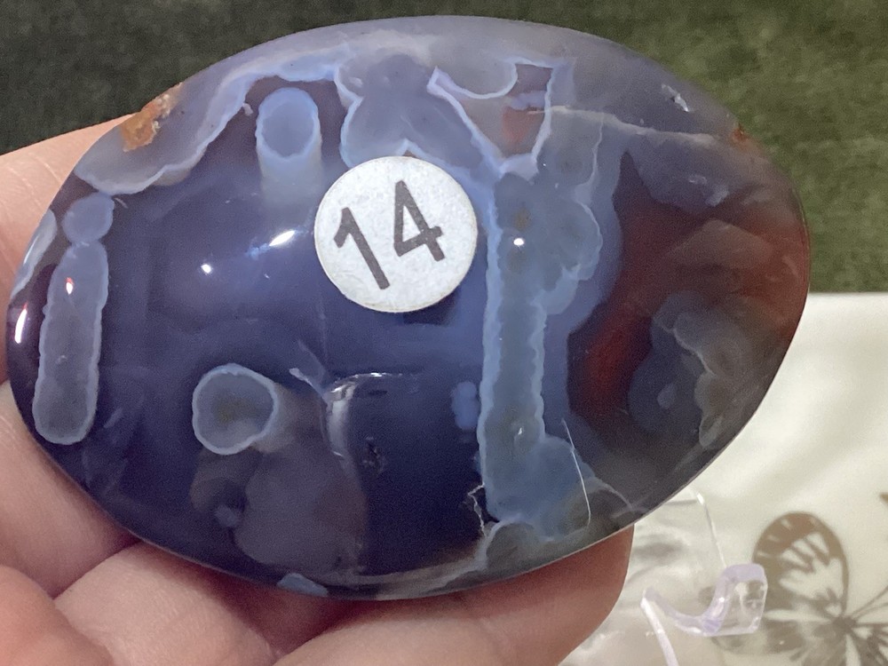 Crystal Red and Blue Agate Palm Stone