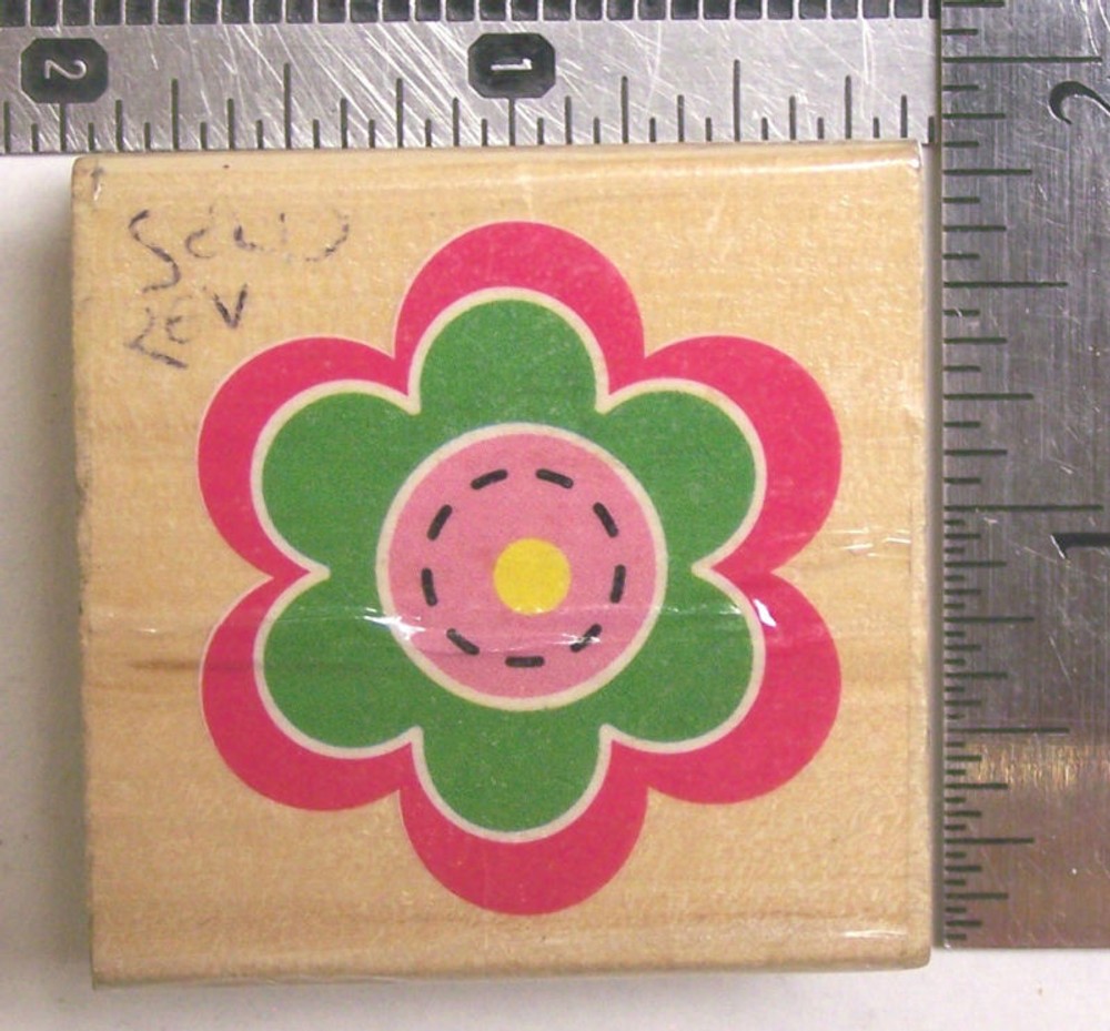 Flower Solid Reverse Image 1.5" x 1.5" spring summer Rubber Stamp