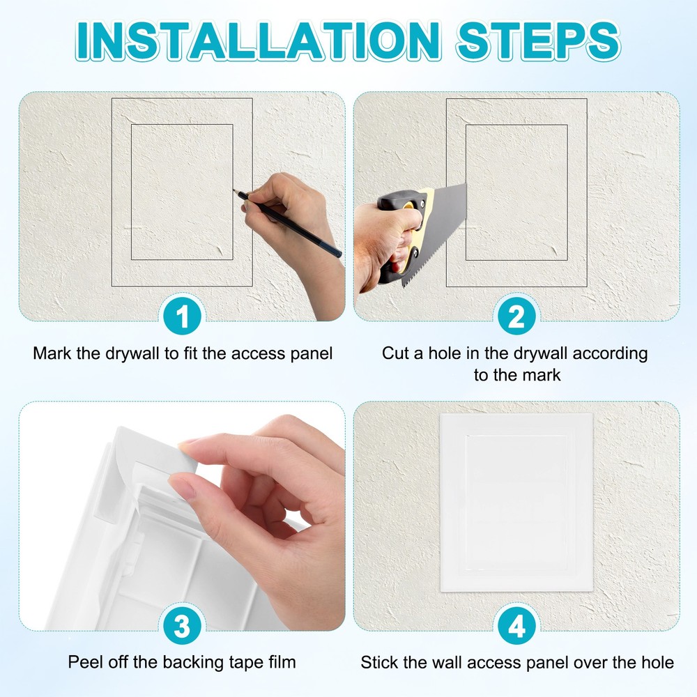 1-Pack Access Panel for Drywall, 4.5x6" Plastic Self Adhesive Covers [White]