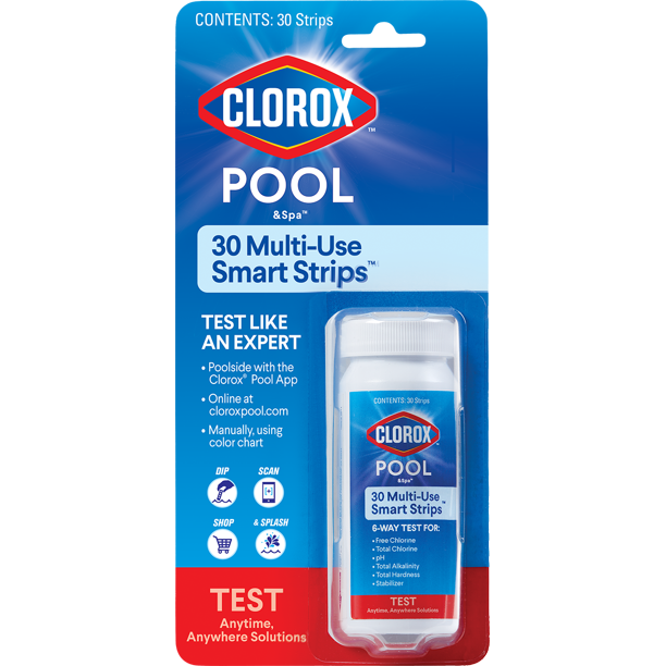 30 Clorox Multi-Use Smart Strips™ for Testing Pool & Spa Water - NEW