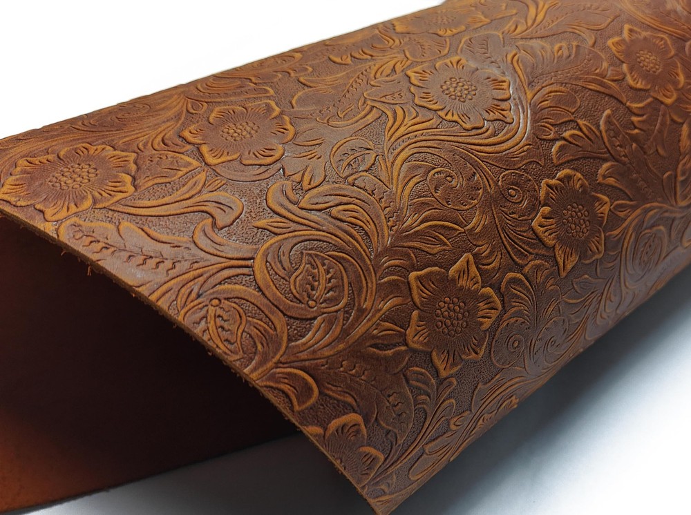 Bump Texture Genuine Leather Sheets Plain Geometric Pattern, Tan, 12"x24"