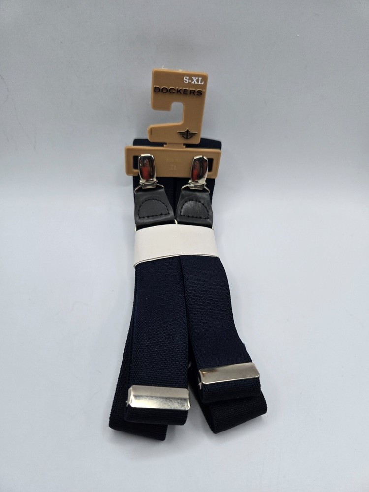 New Dockers Adjustable Elastic Solid Suspenders • Navy • Small-XLarge