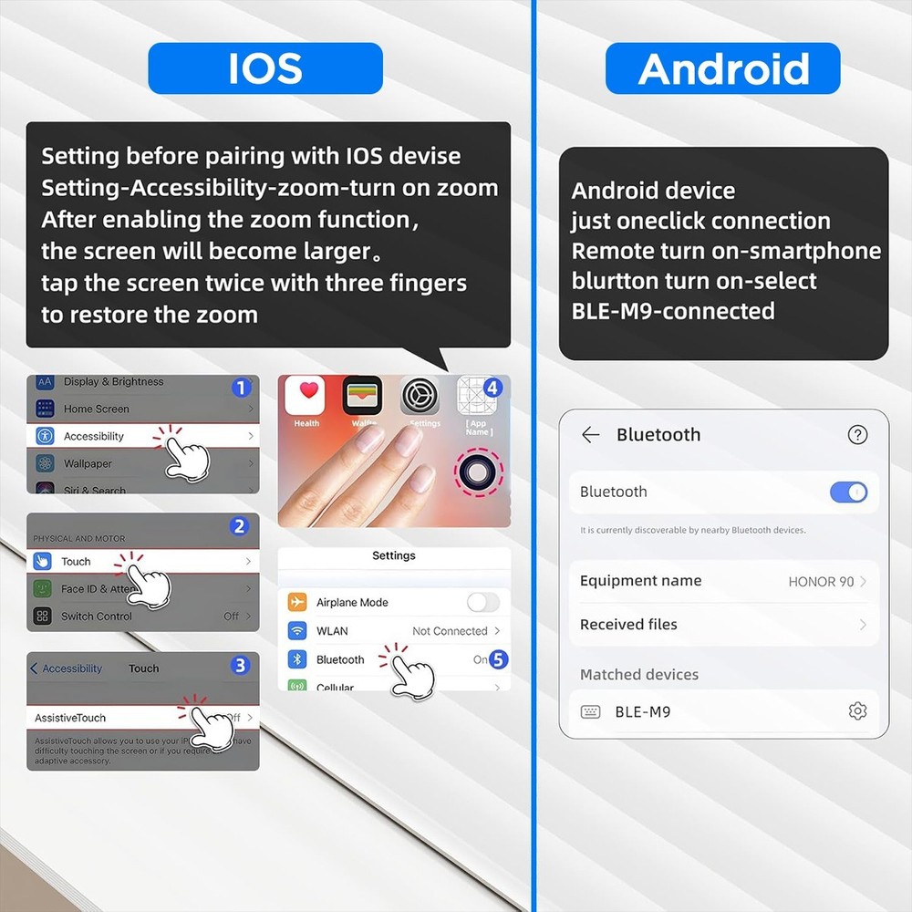 TikTok Scrolling Ring Camera Remote Control Wireless Bluetooth IOS Android Phone