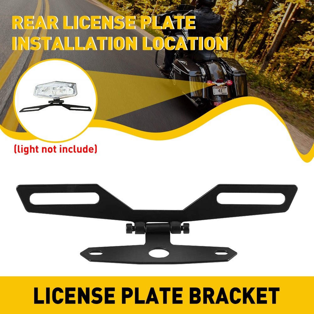 Motorcycle Folding License Plate Bracket Rear Tail Light Holder Mount Universal