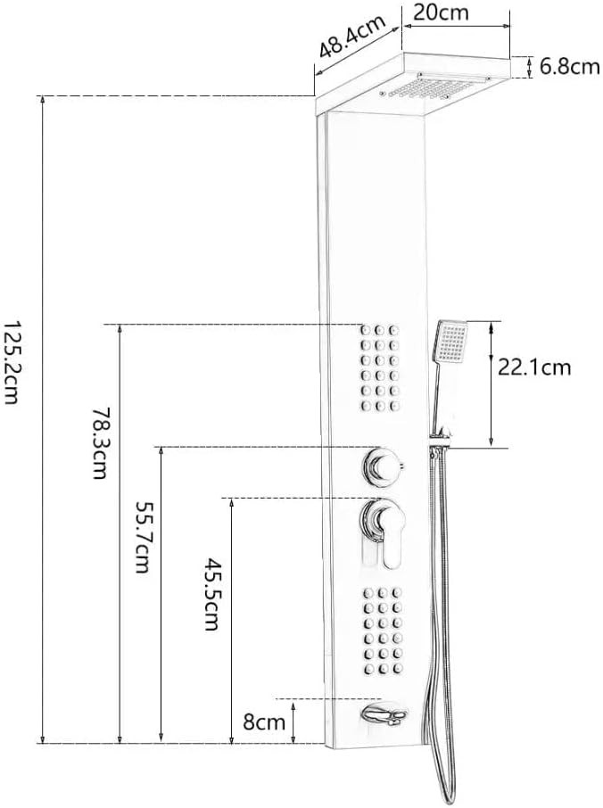 ZeeCry Shower Panel Tower System Rainfall & Waterfall Shower Hand Shower SS304