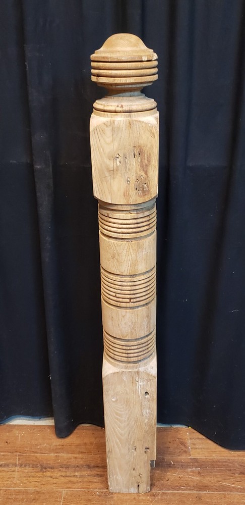 Restored Ornate Solid Oak Newel Post 50 1/4" by 5 3/4" GA9714